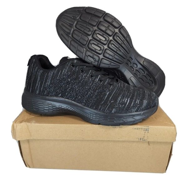 Hawkwell Women's Breathable Knit Walking Running Sneakers in Black grey US SZ 8 - Picture 3 of 9